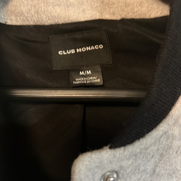 Club Monaco Women’s Baseball/Varsity Leather/Wool Jacket Bomber - Picture 2 of 6